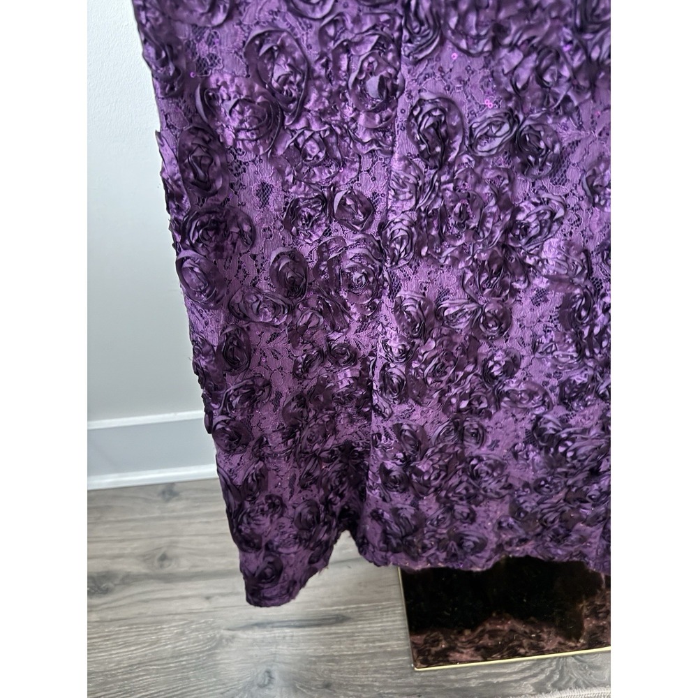 Alex Evenings Women's 8 Rosette A-Line Evening Gown Eggplant Purple Sequin - Picture 4 of 16